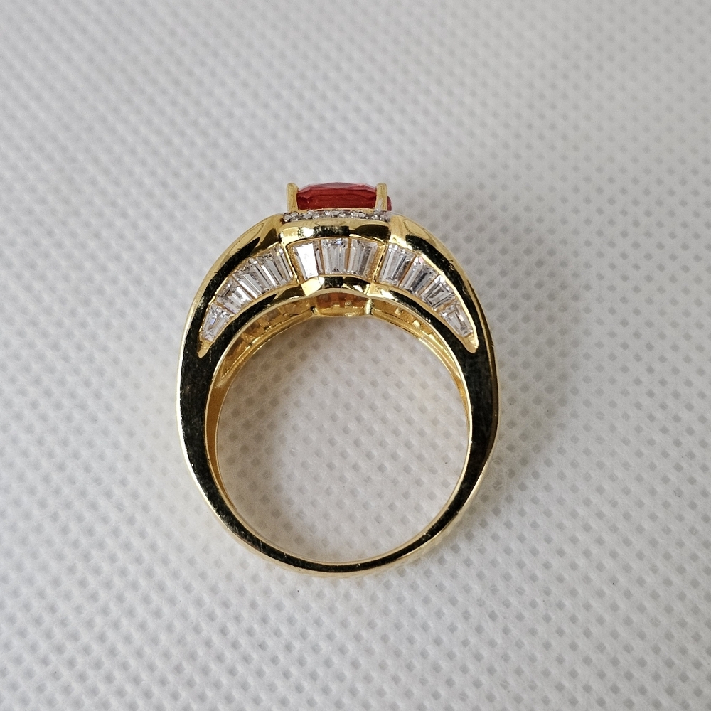 Authentic Victoria Wieck Red Sapphire & Diamond Ring 18k Sterling Silver Sz 8.75 - Picture 10 of 12